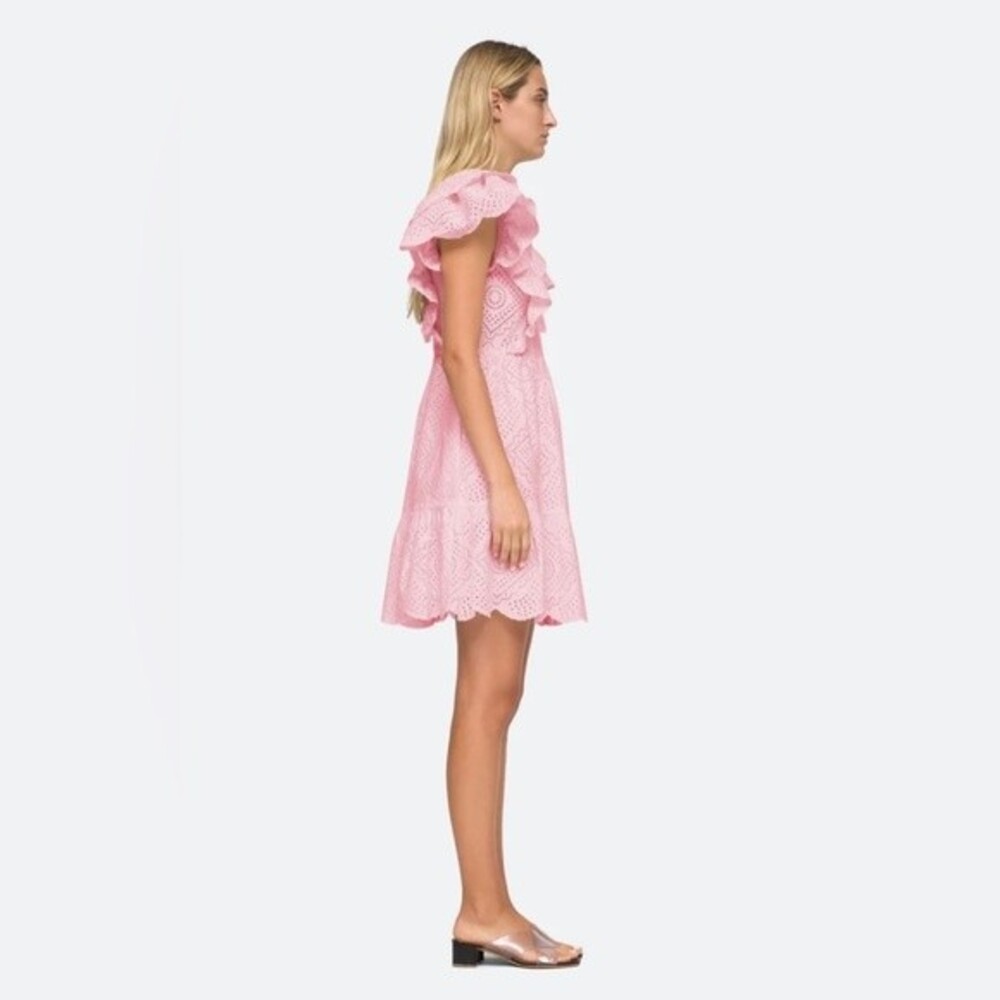 NEW Sea NY Vienne Eyelet Tunic Mini Dress Size M in Lilac Color NWT - Picture 3 of 6